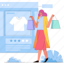 woman, shopping, online, ecommerce, clothing 