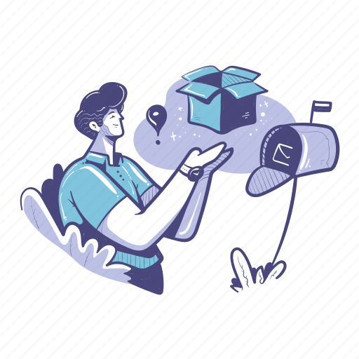 Delivery, shipping, parcel, mail, man illustration - Download on Iconfinder