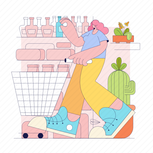 Shopping, shop, ecommerce, commerce, woman illustration - Download on Iconfinder