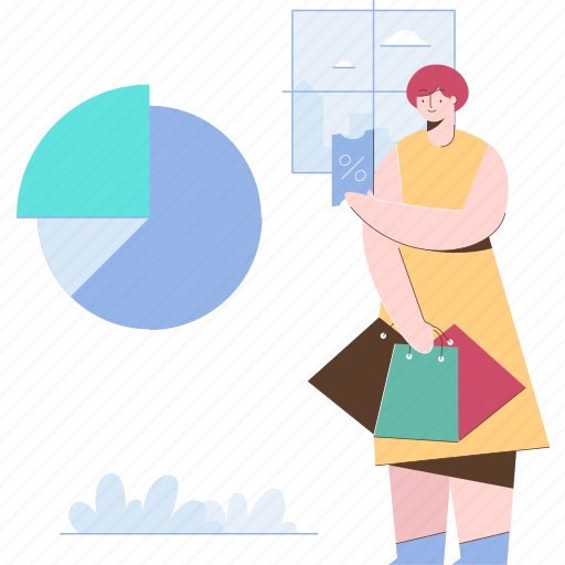 Ecommerce, black friday, woman, discount, shopping illustration - Download on Iconfinder