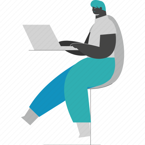Man, computer, laptop, chair illustration - Download on Iconfinder