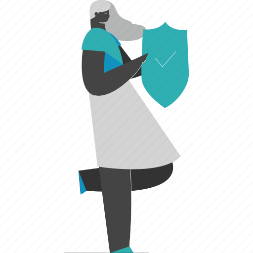 Woman, protection, safety, shield, security illustration - Download on Iconfinder