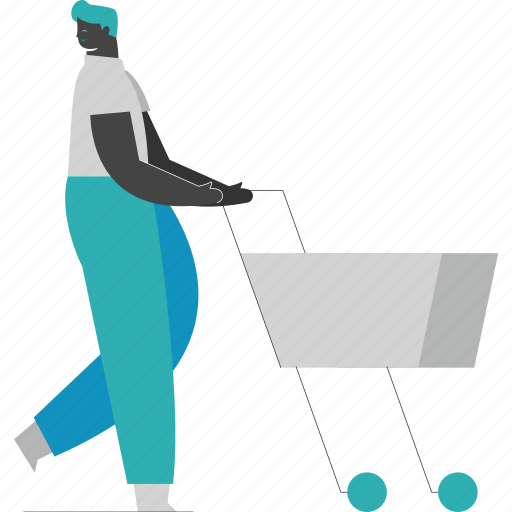 Man, shopping, ecommerce, cart illustration - Download on Iconfinder