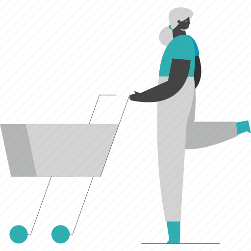 Woman, shopping, ecommerce, cart illustration - Download on Iconfinder