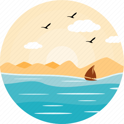 Sea, boat, sailing, ship, boating, evening, nature icon - Download on Iconfinder