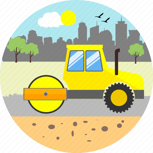 Road roller, construction, equipment, machine, bulldozer, crane, repair icon - Download on Iconfinder