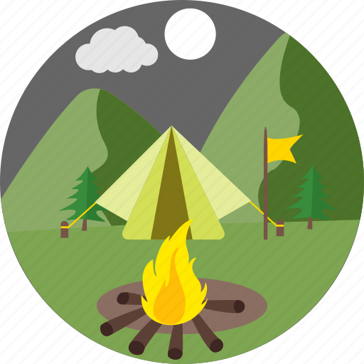 Camp fire, bbq, bonfire, outdoor, survival, moon, picnic icon - Download on Iconfinder