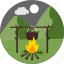 camp, cooking, outdoor, moon, night, outdoors, picnic 