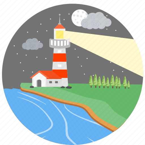 Light house, navigation, clouds, moon, night, star, stars icon - Download on Iconfinder