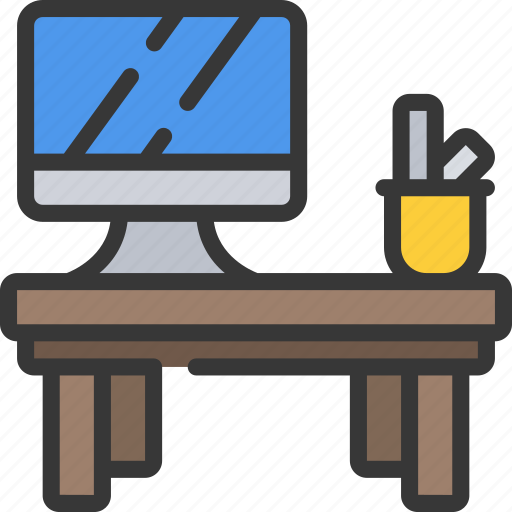 Student, desk, education, workspace, computer icon - Download on Iconfinder