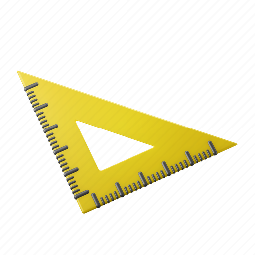 Triangle, ruler, length, stationery, measure 3D illustration - Download on Iconfinder