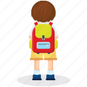 backpack, backside view, female student, school girl, students bag 