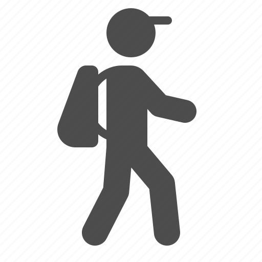 Backpack, bookbag, man, school bag, student, walking icon - Download on Iconfinder