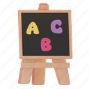 abc, green chalkboard, stationary, education, study, school