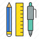 education, pen, pencil, ruler, school, stationary, school material