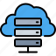cloud, database, files, hosting, server, storage, weather 