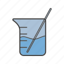 beaker, chemical vessel, glassware, lab, laboratory, measuring cup, science