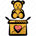 teddy bear, teddy, doll, gift, box