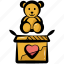 teddy bear, teddy, doll, gift, box 