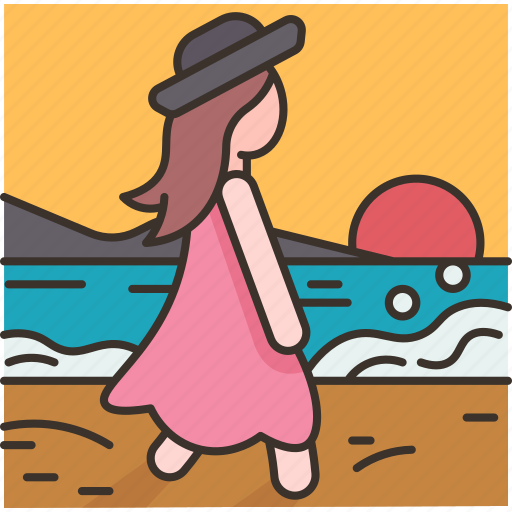 Beach, walking, woman, sea, relax icon - Download on Iconfinder