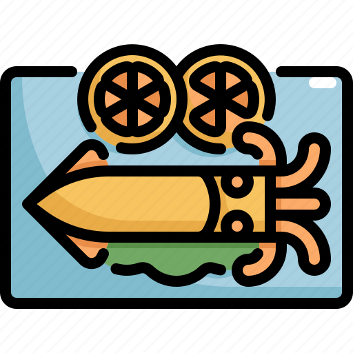 Cooking, food, lemon, meal, seafood, squid icon - Download on Iconfinder