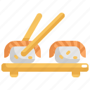 chopsticks, cooking, food, meal, salmon, seafood, sushi