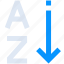 a, arrow, ascend, ascending, sort, sorting, z 