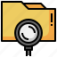 folder, loupe, storage, archive, magnifying, glass, search 