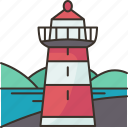 lighthouse, beacon, navigation, coastline, shore