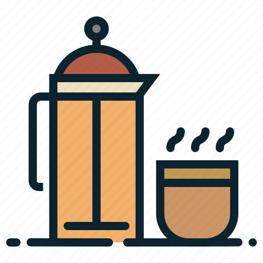 Coffee, cup, flask, hot, presser, thermos, hygge icon - Download on Iconfinder