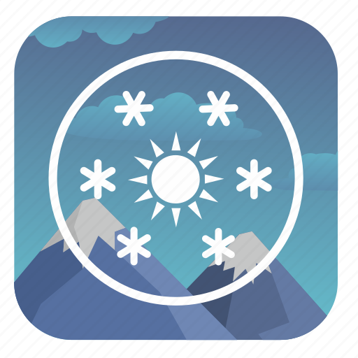 Flakes, mountains, snow, sun, weather icon - Download on Iconfinder