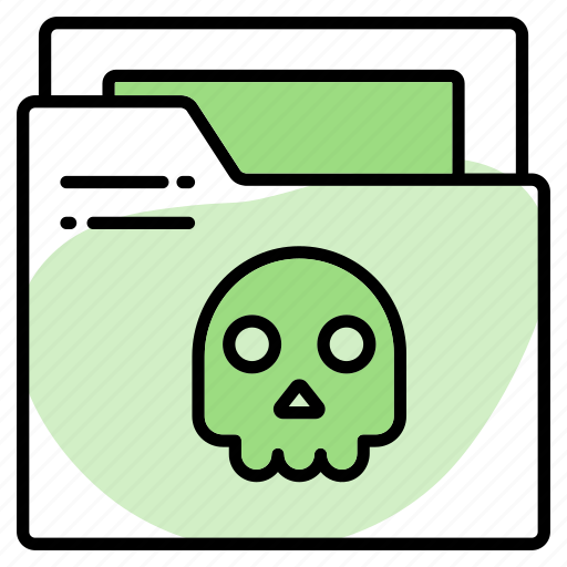 Infected, hacked, folder, skull, data, files, malware icon - Download on Iconfinder