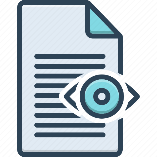 Visible, eyeball, observation, visual, perception, document, read carefully icon - Download on Iconfinder