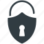 padlock, password, privacy, security, shield shape 