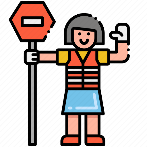 Crossing, guard, female icon - Download on Iconfinder