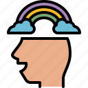 creative, rainbow, cloud, head, brain, clear, mental, mindfulness, mind