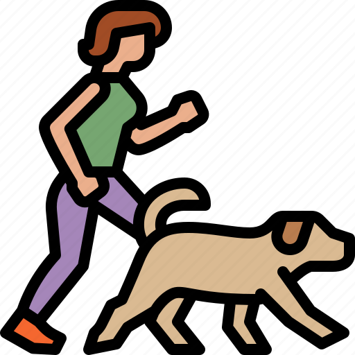 Walk, the, dog, woman, pet, promenade, jogging icon - Download on Iconfinder