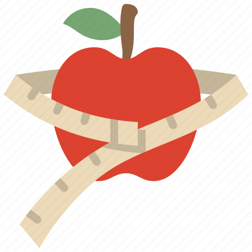 Diet, starve, dietary, fast, apple, leaf, tape icon - Download on Iconfinder