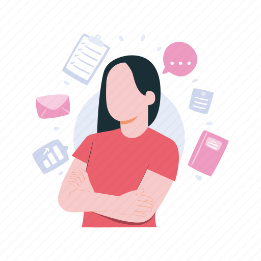 Girl, thinking, work, mail, message icon - Download on Iconfinder