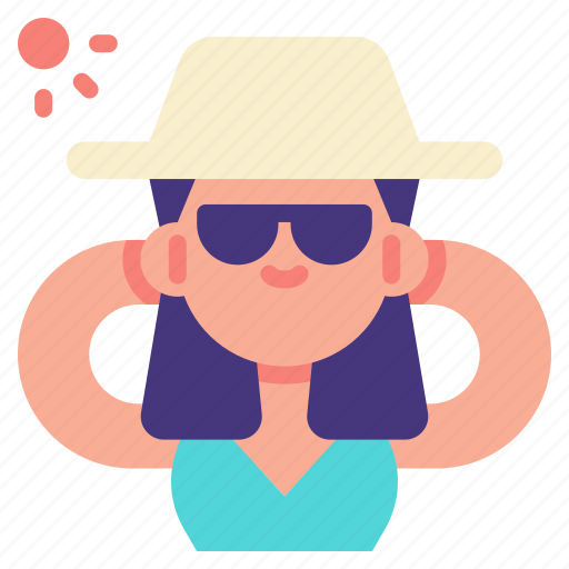 Sunbathe, sunbathing, summer, travel, woman, self, care icon - Download on Iconfinder