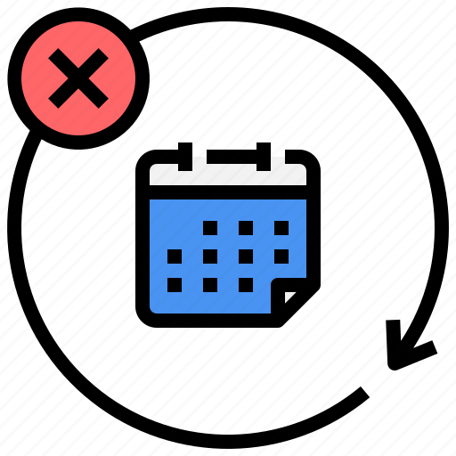 Calendar, cancel, subscription, recurring, stop procrastinator icon - Download on Iconfinder