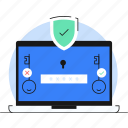 online security icon, protection concept, security shield 