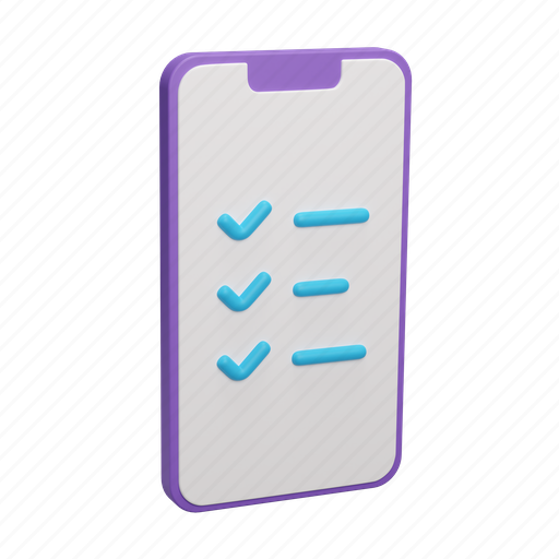 Phone, smartphone, checklist, tasks, check, success, render 3D illustration - Download on Iconfinder