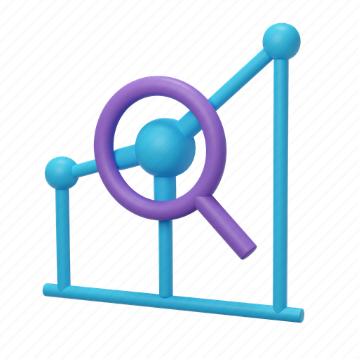 Graph, search, magnifying glass, monitoring, increase, observation, growth 3D illustration - Download on Iconfinder