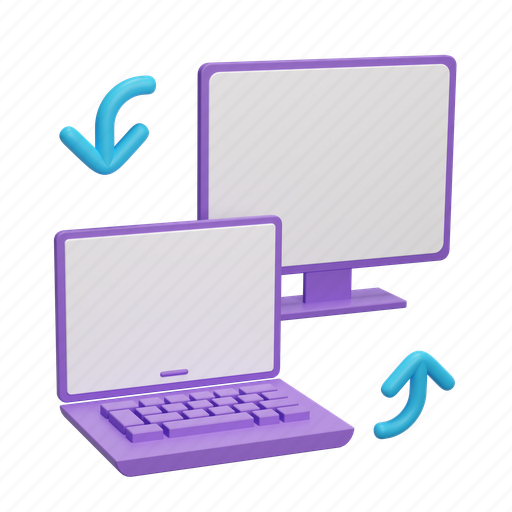 Laptop, computer, exchange, upload, transaction, download, send 3D illustration - Download on Iconfinder