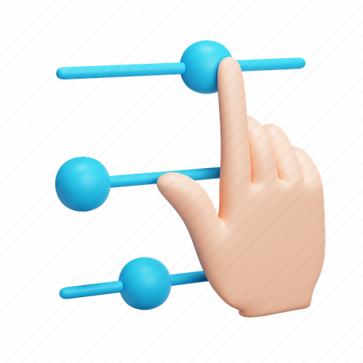 Settings, hand, equalizer, configuration, control, filter, gesture 3D illustration - Download on Iconfinder