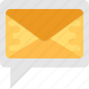 communication, envelope with speech bubble, message, sms, text message