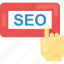 finger touch on seo, search engine optimization, seo, seo text, seo word 