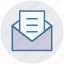 document, email, envelope, letter, message, opened, seo 