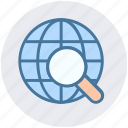 earth, globe, internet, magnifier, searching, seo, world